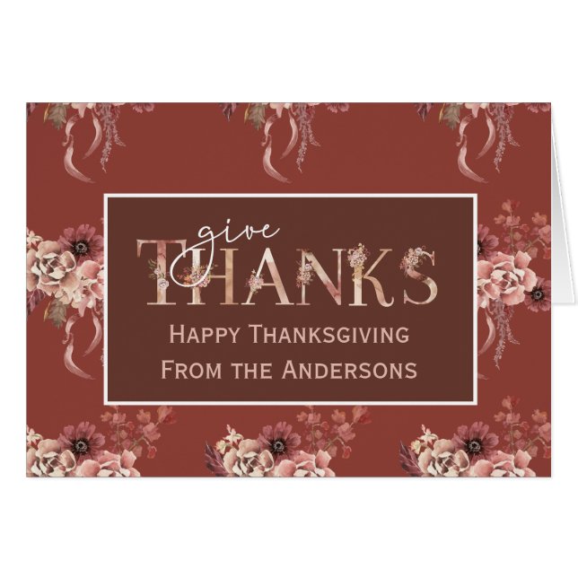 Personalised Watercolor Floral Thanksgiving (Front Horizontal)