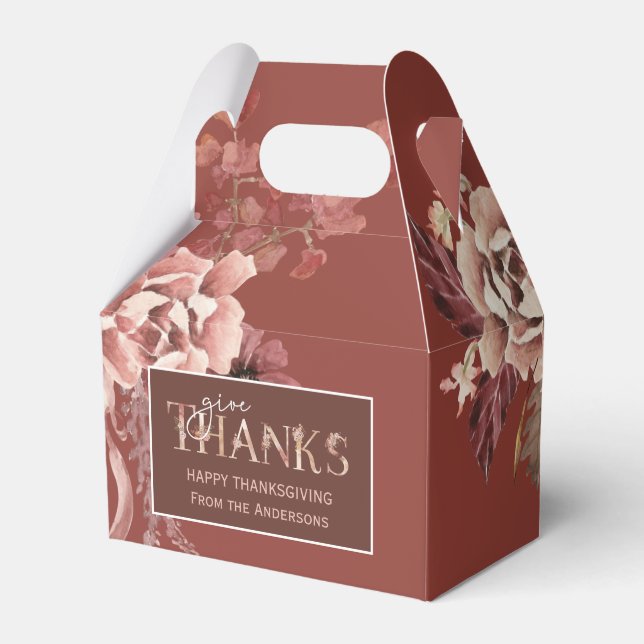 Personalised Watercolor Floral Thanksgiving Favour Box (Front Side)