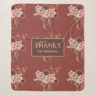 Personalised Watercolor Floral Thanksgiving Sherpa Blanket