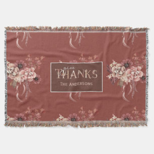 Personalised Watercolor Floral Thanksgiving Throw Blanket