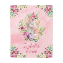 Personalised Watercolor Floral Unicorn