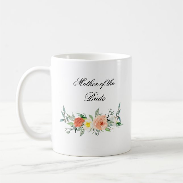 Personalised Watercolor Floral Wedding Favour Mug (Left)