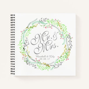 Personalised Watercolor Floral Wedding Guestbook Notebook