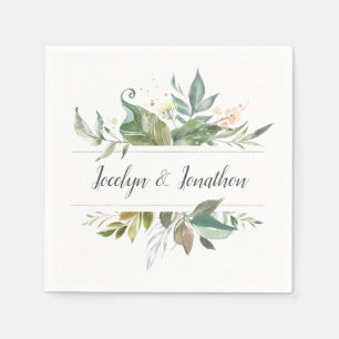 Personalised Watercolor Floral Wedding Napkin
