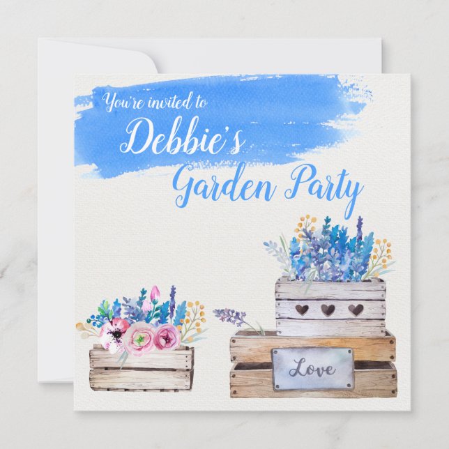 Personalised Watercolor Flower Boxes Invitation (Front)
