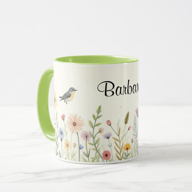 Personalised Watercolor Flowers Coffee Mug (Front Left)
