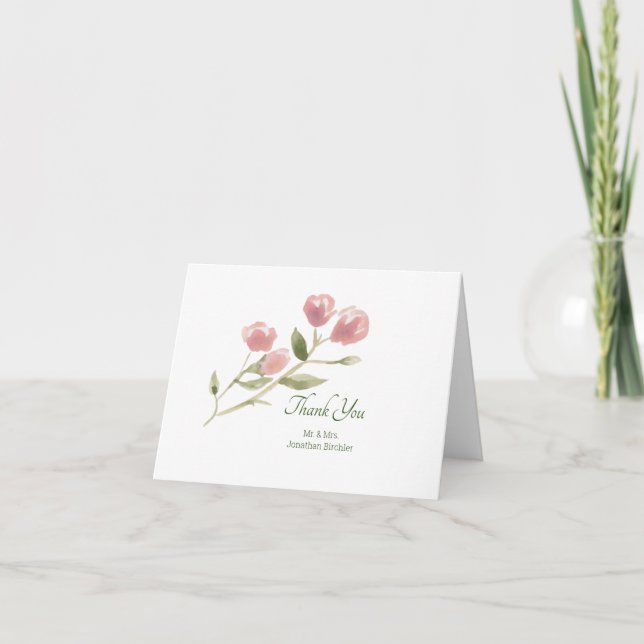 Personalised Watercolor Folded Thank You Card (Front)