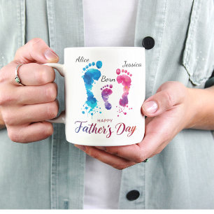 Personalised Watercolor Footprints Father’s Day Coffee Mug