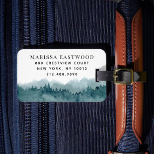 Personalised Watercolor Forest Luggage Tag
