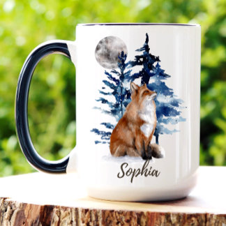 Personalised Watercolor Fox Woodland Coffee Mug