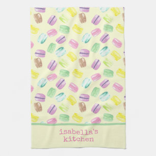 Personalised Watercolor French Macarons  Macaroons Tea Towel