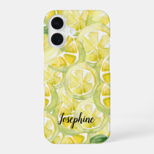 Personalised Watercolor Fresh yellow Lemons iPhone 16 Case