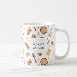Personalised Watercolor Gardening Tools Coffee Mug