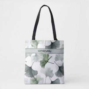 Personalised Watercolor Ginkgo Leaf Pattern Tote Bag