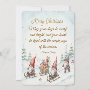 Personalised Watercolor Gnome Christmas Holiday Card