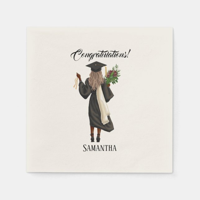 Personalised Watercolor Graduation (10) Napkin (Front)