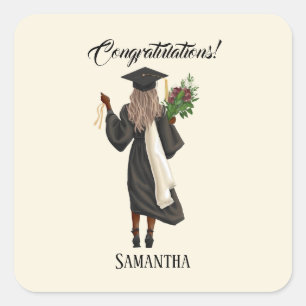 Personalised Watercolor Graduation (10) Square Sticker