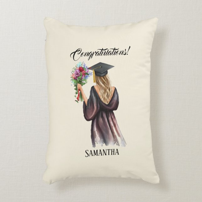 Personalised Watercolor Graduation (11) Decorative Cushion (Front(Vertical))