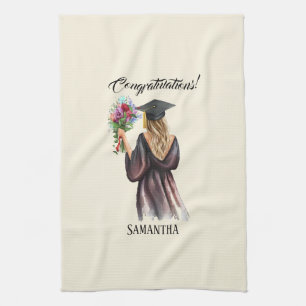 Personalised Watercolor Graduation (11) Tea Towel