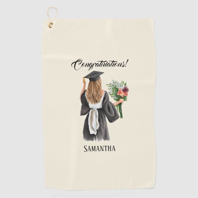 Personalised Watercolor Graduation (12) Golf Towel (Front)