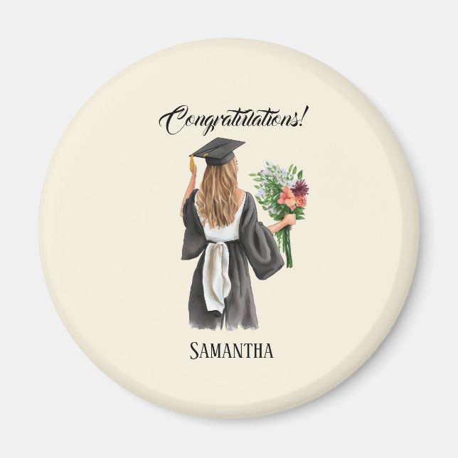 Personalised Watercolor Graduation (12) Magnet (Front)