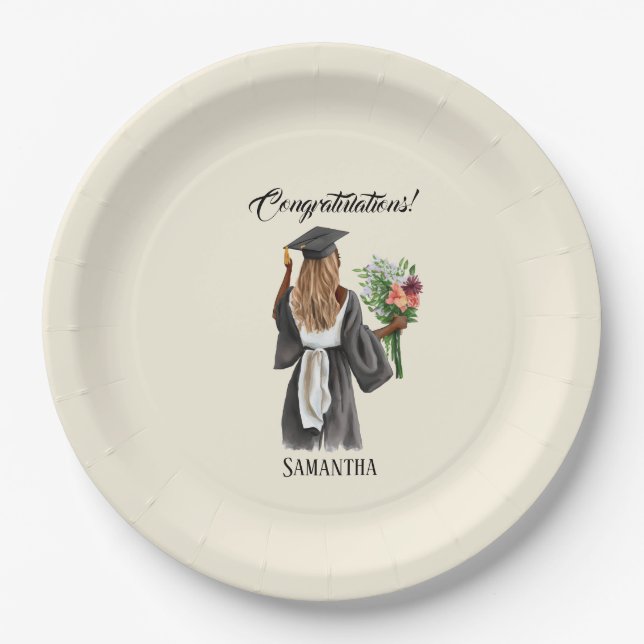 Personalised Watercolor Graduation (13) Paper Plate (Front)