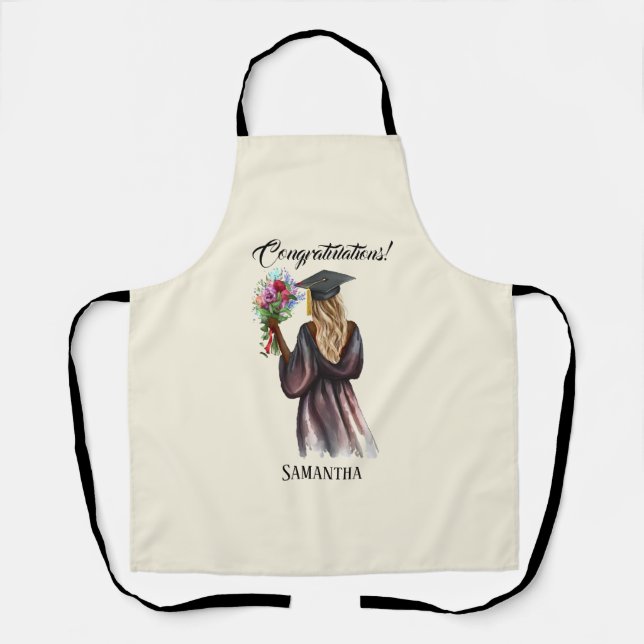 Personalised Watercolor Graduation (14) Apron (Front)