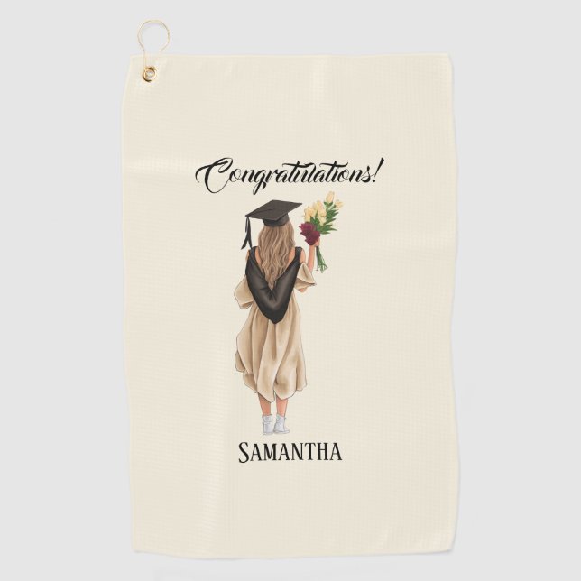 Personalised Watercolor Graduation (2) Golf Towel (Front)