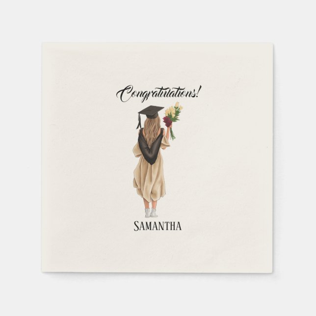 Personalised Watercolor Graduation (2) Napkin (Front)