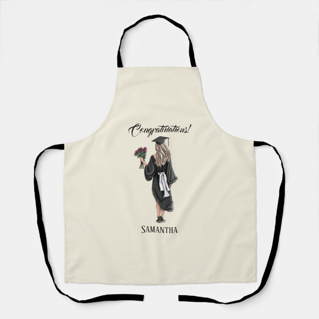 Personalised Watercolor Graduation (3) Apron (Front)