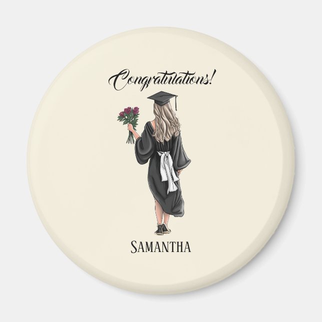 Personalised Watercolor Graduation (3) Magnet (Front)
