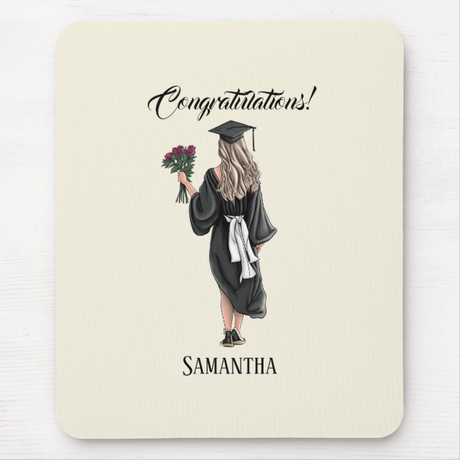 Personalised Watercolor Graduation (3) Mouse Mat (Front)