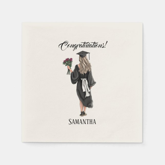 Personalised Watercolor Graduation (3) Napkin (Front)