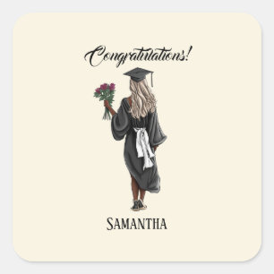 Personalised Watercolor Graduation (4) Square Sticker