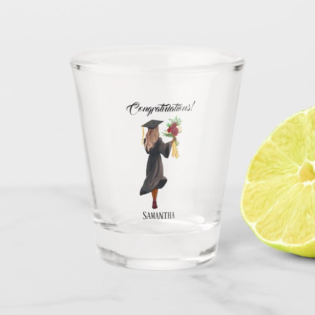 Personalised Watercolor Graduation (5) Shot Glass (Front)