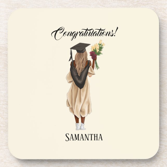 Personalised Watercolor Graduation (6) Coaster (Front)
