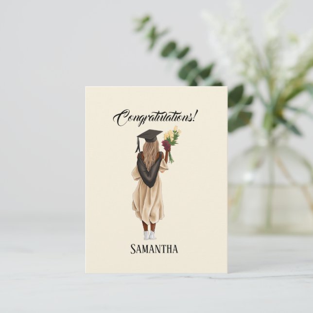 Personalised Watercolor Graduation (6) Postcard (Standing Front)