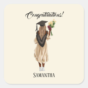 Personalised Watercolor Graduation (6) Square Sticker