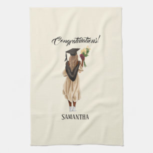 Personalised Watercolor Graduation (6) Tea Towel