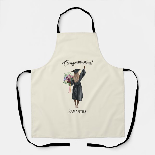 Personalised Watercolor Graduation (7) Apron (Front)