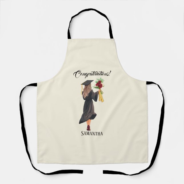 Personalised Watercolor Graduation  Apron (Front)