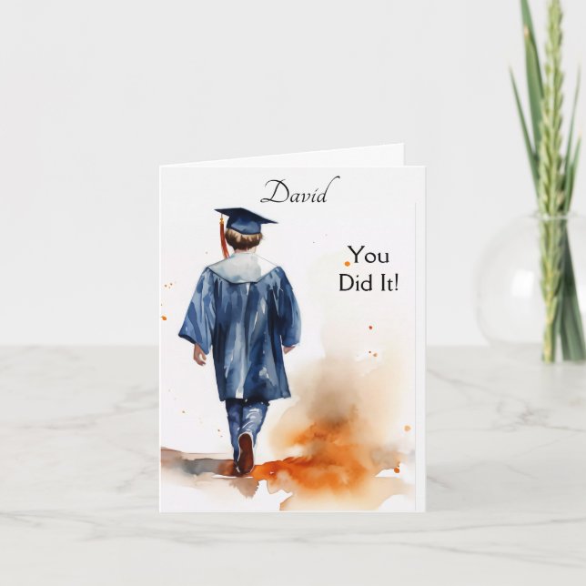 Personalised Watercolor Graduation Greeting Card (Front)
