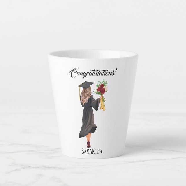 Personalised Watercolor Graduation  Latte Mug (Front)