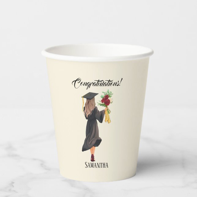 Personalised Watercolor Graduation  Paper Cups (Front)