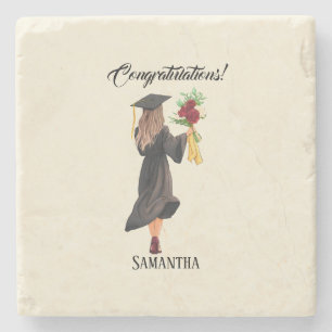 Personalised Watercolor Graduation  Stone Coaster