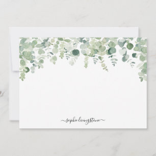 Personalised Watercolor Green Eucalyptus Leaves  Card