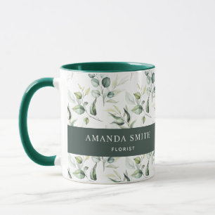 Personalised Watercolor Greenery Elegant Florist Mug