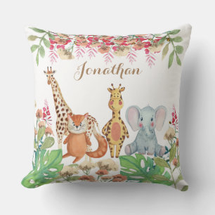 Personalised watercolor greenery nursery baby gift cushion