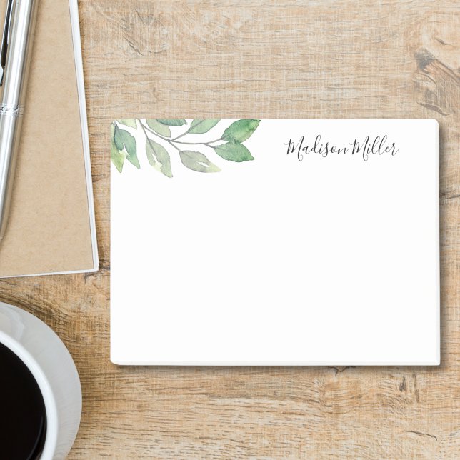  Personalised Watercolor Greenery Post-it Notes (Creator Uploaded)