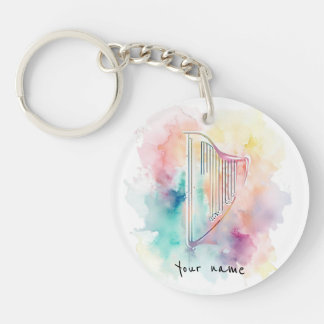 Personalised Watercolor Harp Keychain